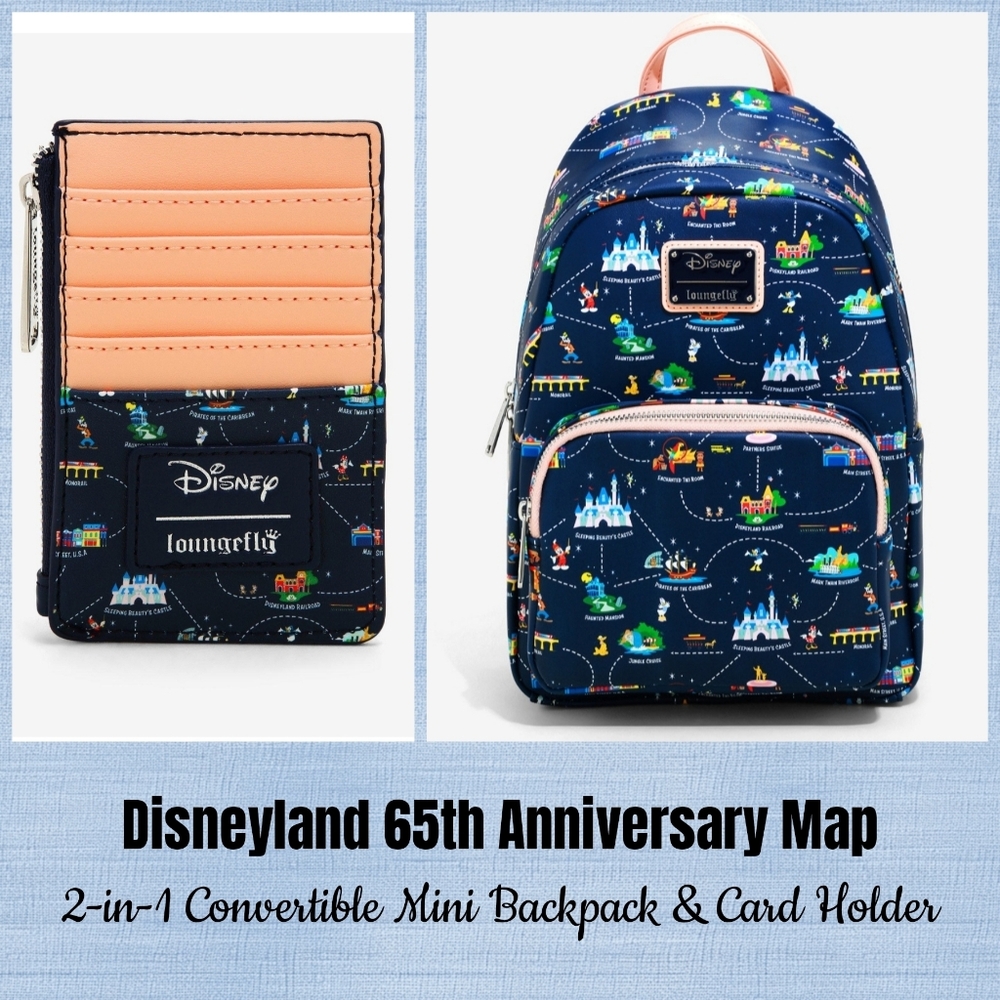 LOUNGEFLY Disneyland Map Mini Backpack & Cardholder